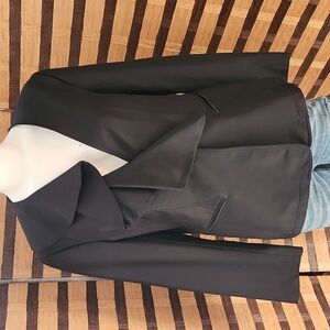 Neiman Marcus Black Ruffle-Front Blazer